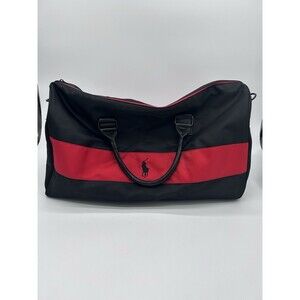 Ralph Lauren Black And Red Duffle Bag Carry On Size Gym Bag No Shoulder Strap